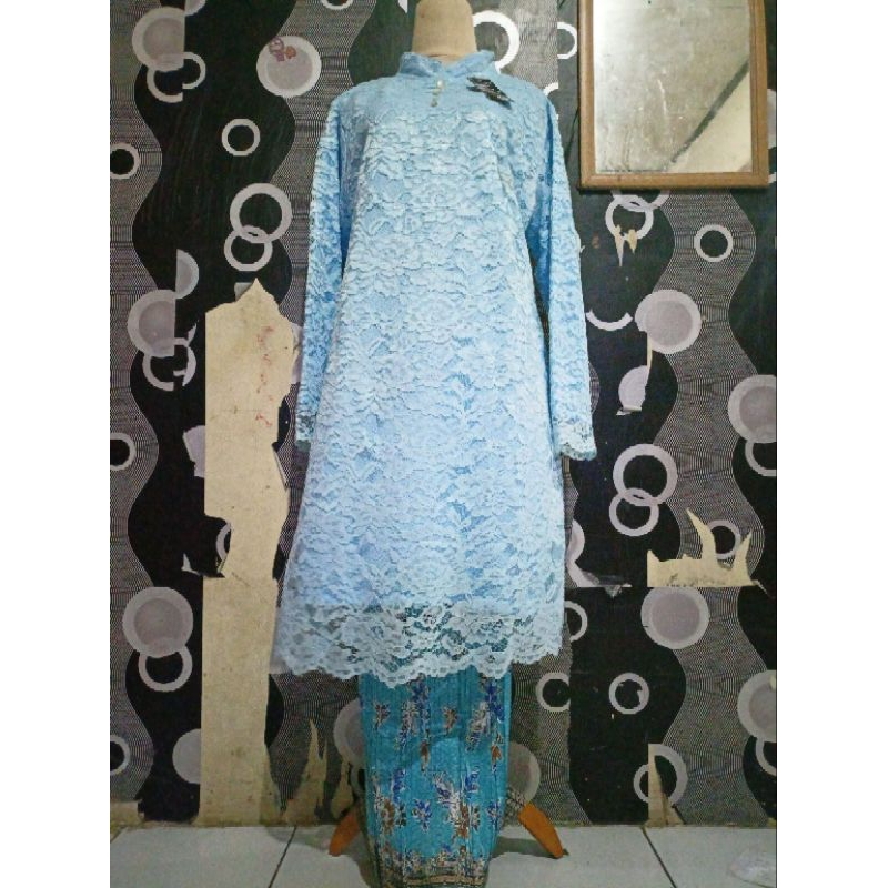 Gamis set warna biru muda
