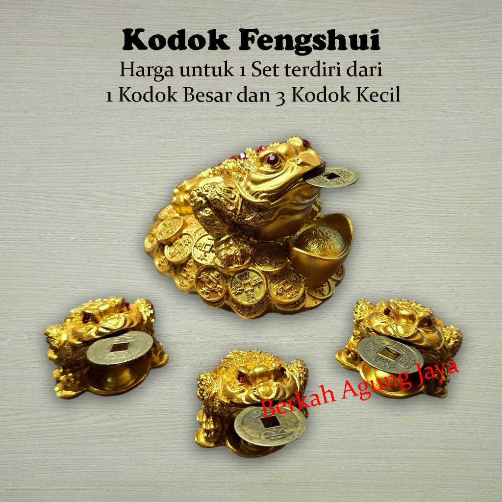 Kodok Fengshui / Kodok Emas Kaki Tiga 1 Set