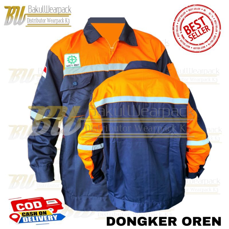 Baju Wearpack Safety Atasan / Kemeja Wearpack Safety Atasan / Pakaian Kerja Proyek / Dongker Oren