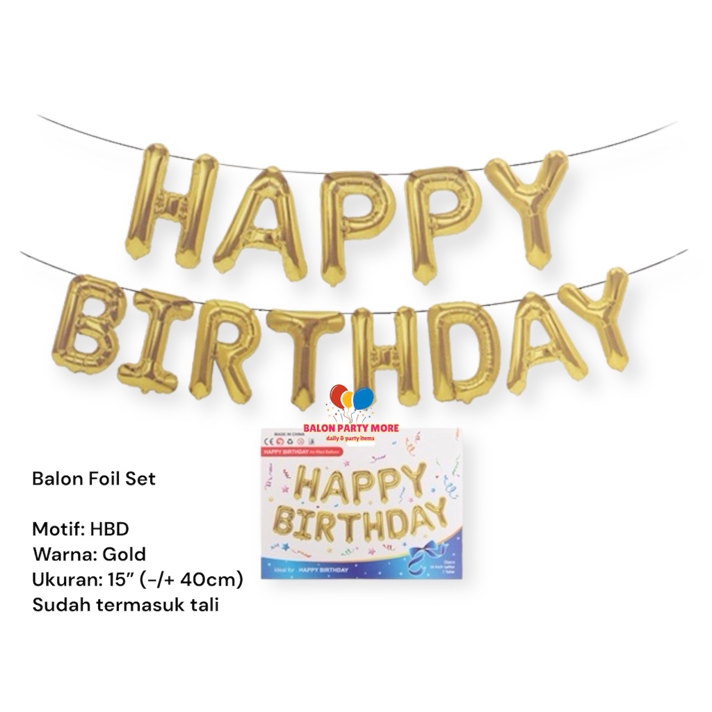 [GOLD] SET Bunting Balon foil ulang tahun ukuran 40cm set balon dekorasi pesta ulang tahun balon/ ba