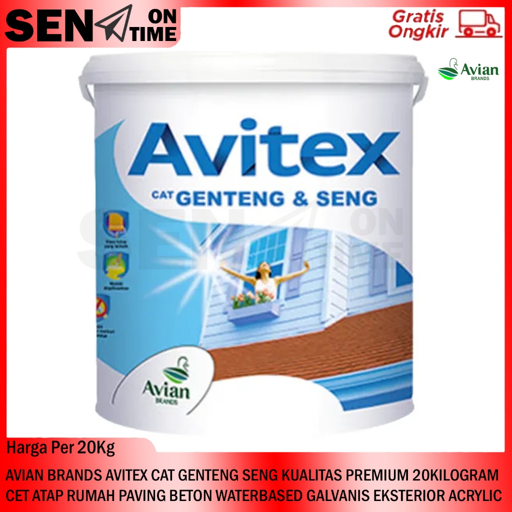 AVITEX CAT GENTENG SENG ROOF AVIAN BRANDS CATT PAVING BETON 20 KG 20 KILOGRAM WATERBASED CET ATAP AS