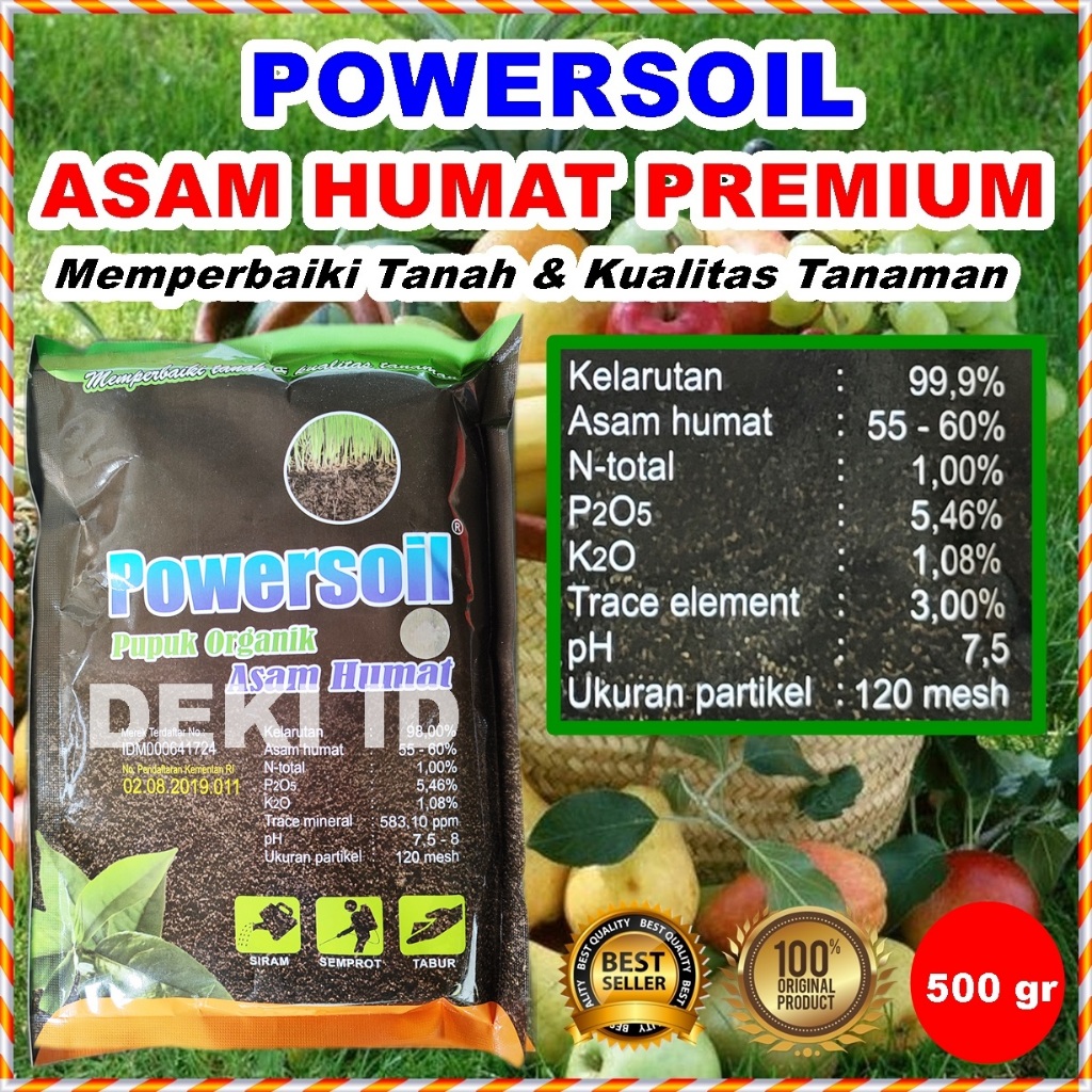 Powersoil Asam Humat Pupuk Organik Pembenah Penyubur Tanah Humic Acid Premium Grade 500 gr Tanaman A
