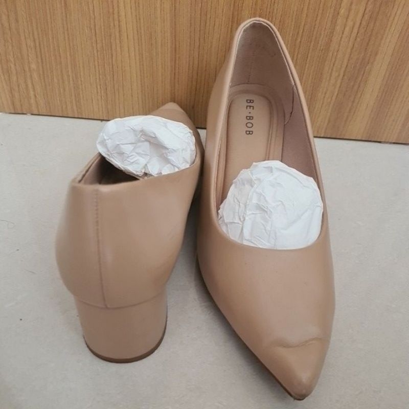 Preloved Be Bob Block Heels Size 38 Warna Coklat / Nude