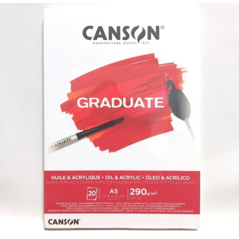 

Canson Graduate A5 Oil & Acrylic Heavy Weight Paper 20 Sheets 290 Gsm