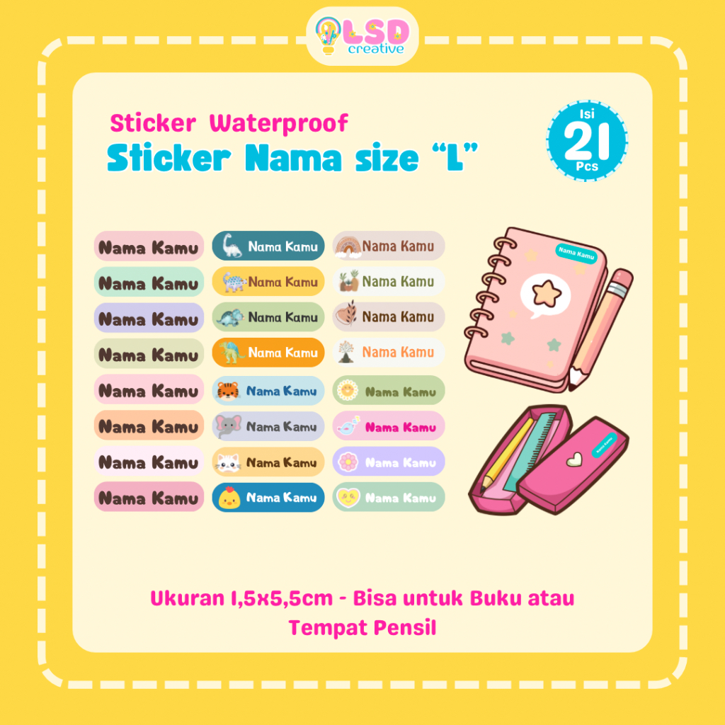 

LSD Size L Sticker Nama Waterproof Anti Air