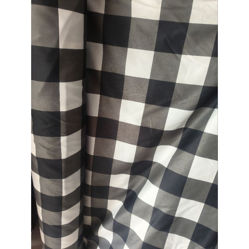 kain seprei disperse poly micro motif kotak hitam putih