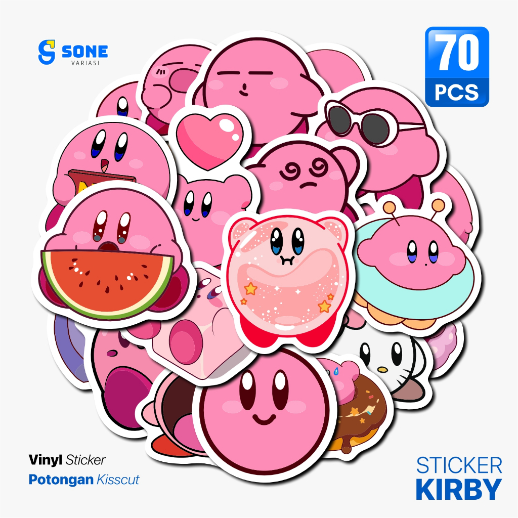 

Sticker Pack Kirby Paper Vinyl Waterproof untuk Stiker Buku Journal Koper IPad
