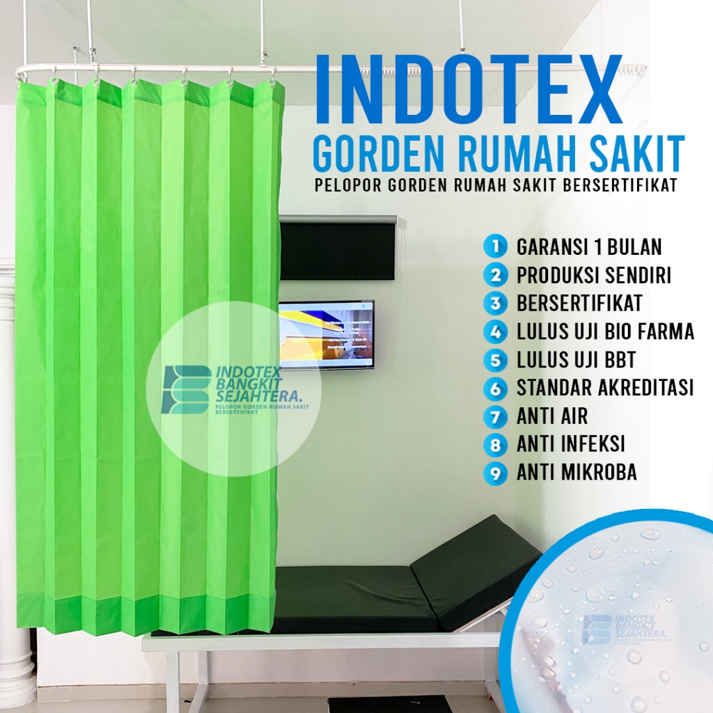 GORDEN RUMAH SAKIT CUTSOM WARNA HIJAU