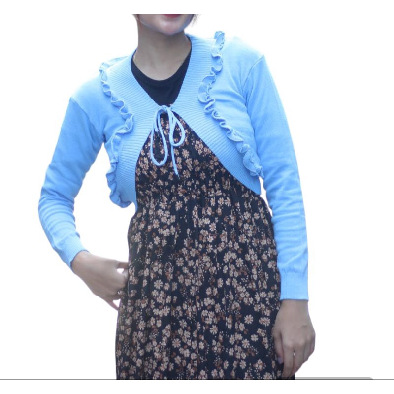 Bolero Nikita Knit Crop Atasan Wanita Tali Rajut Pendek
