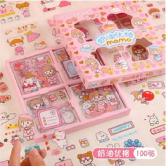 

【COD】Stiker 2D 100 Lembar Sticker Anne Kartun Korea Lucu Anti Air