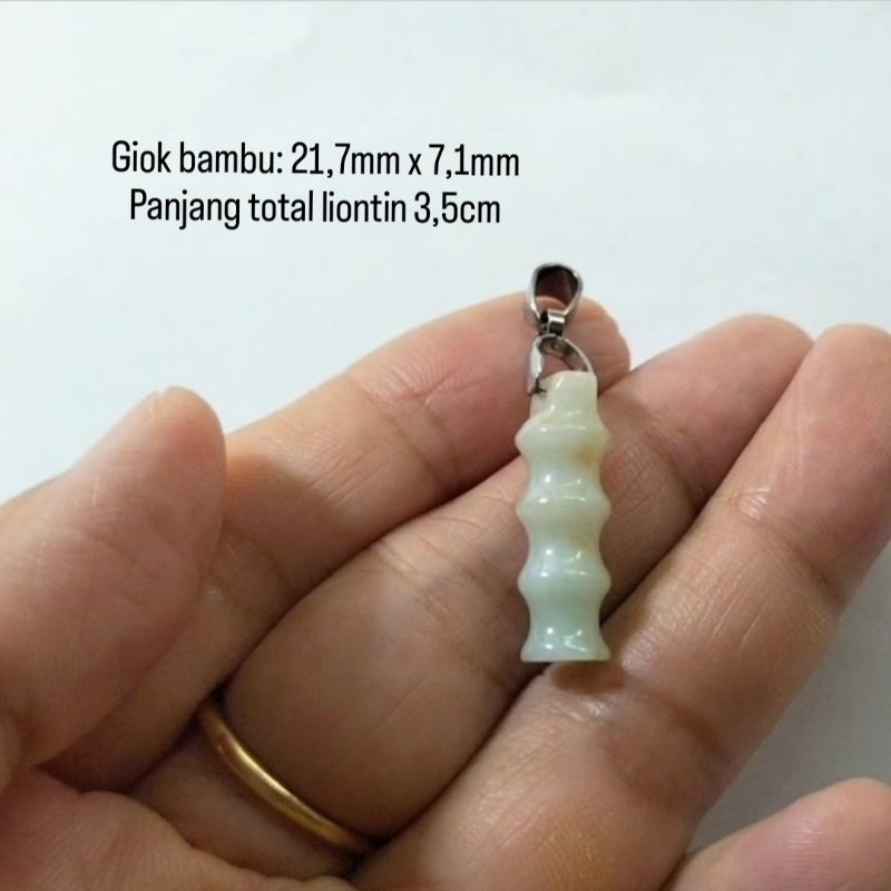 Liontin Giok Bambu 100% Jadeite Asli (BJ01)