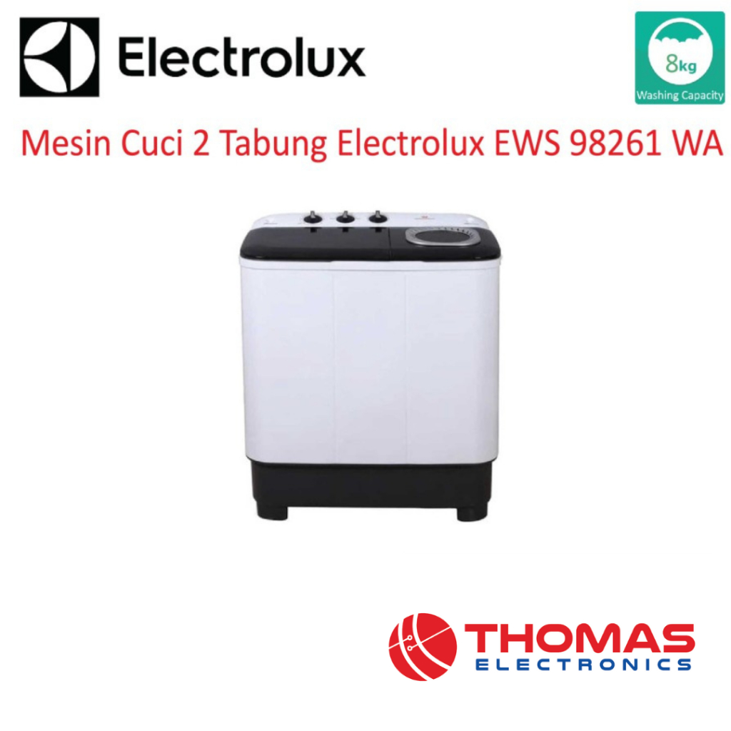 Mesin Cuci 2 Tabung Electrolux 8 kg EWS98261WA EWS 98261 WA Garansi Resmi
