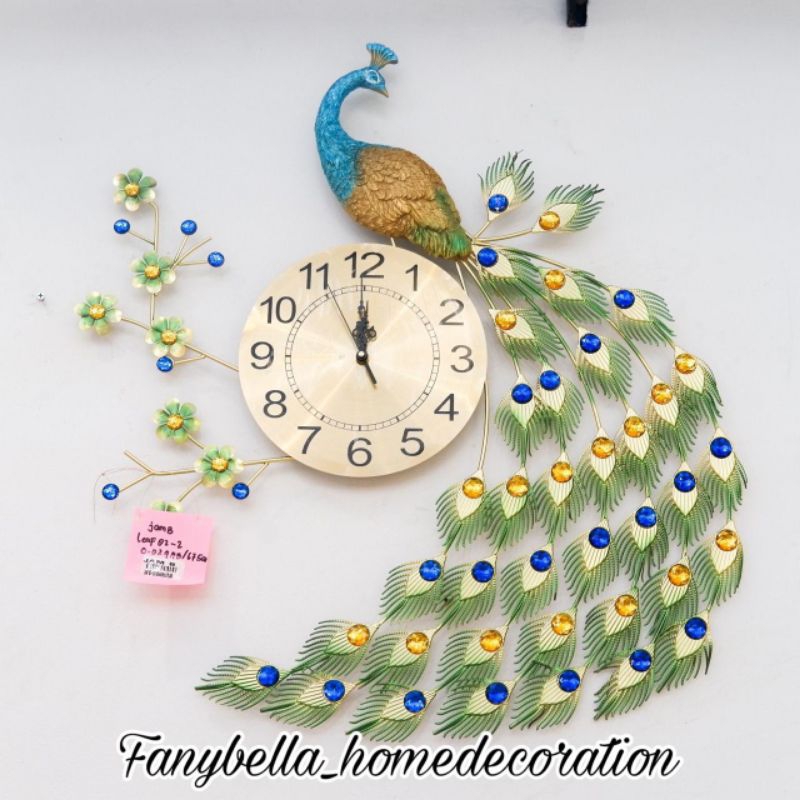 Jam dinding merak import dekorasi hiasan rumah
