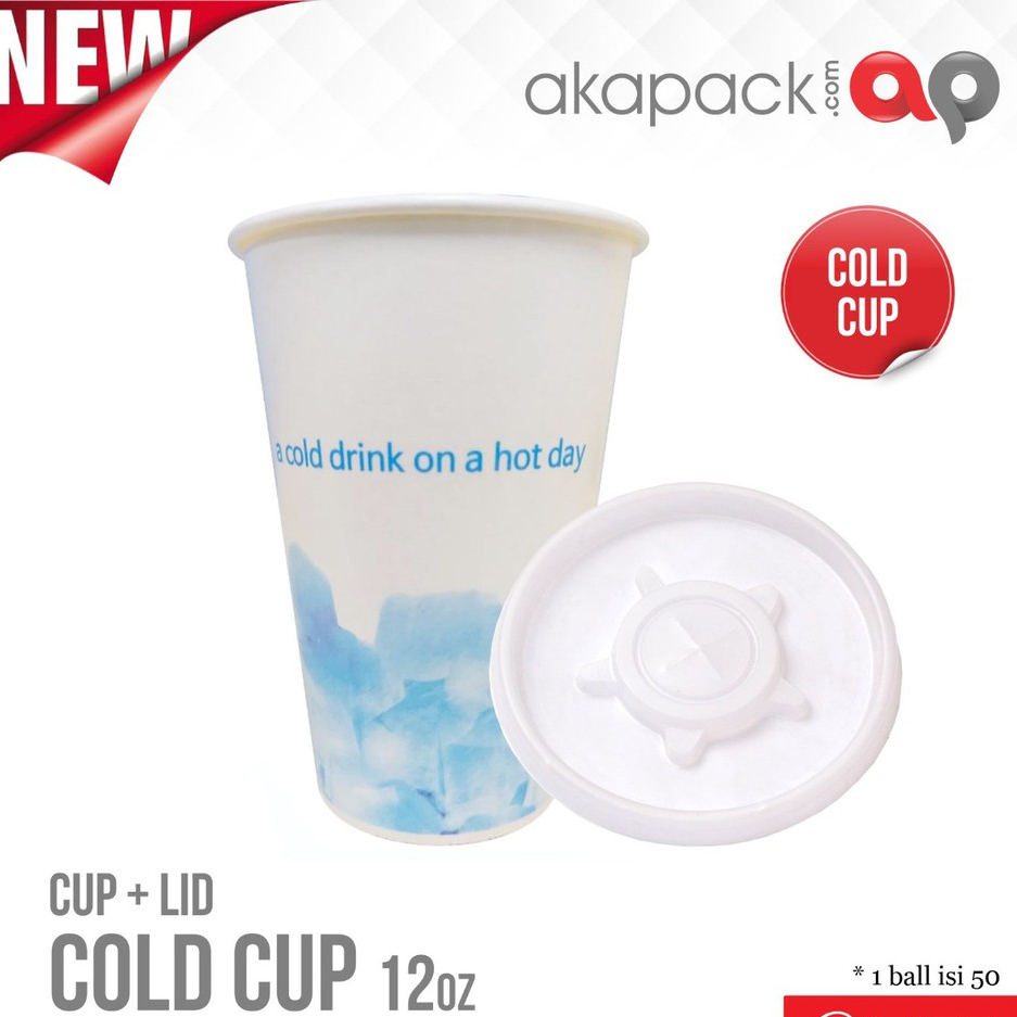 Papper Cup Cold  plus tutup 12oz Gelas Kertas Kopi 360ml Coffee 12 Oz Motif