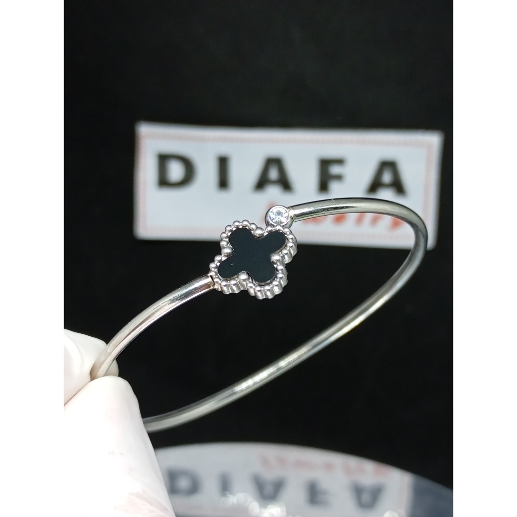 Gelang titanium silver satu mata cartier hitam Premium original untuk wanita