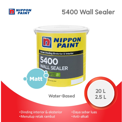 CAT DASAR TEMBOK PAIL 20LITER INTERIOR & EKSTERIOR NIPPON PAINT 5400 WALL SEALER ASBES PLAFON GRC