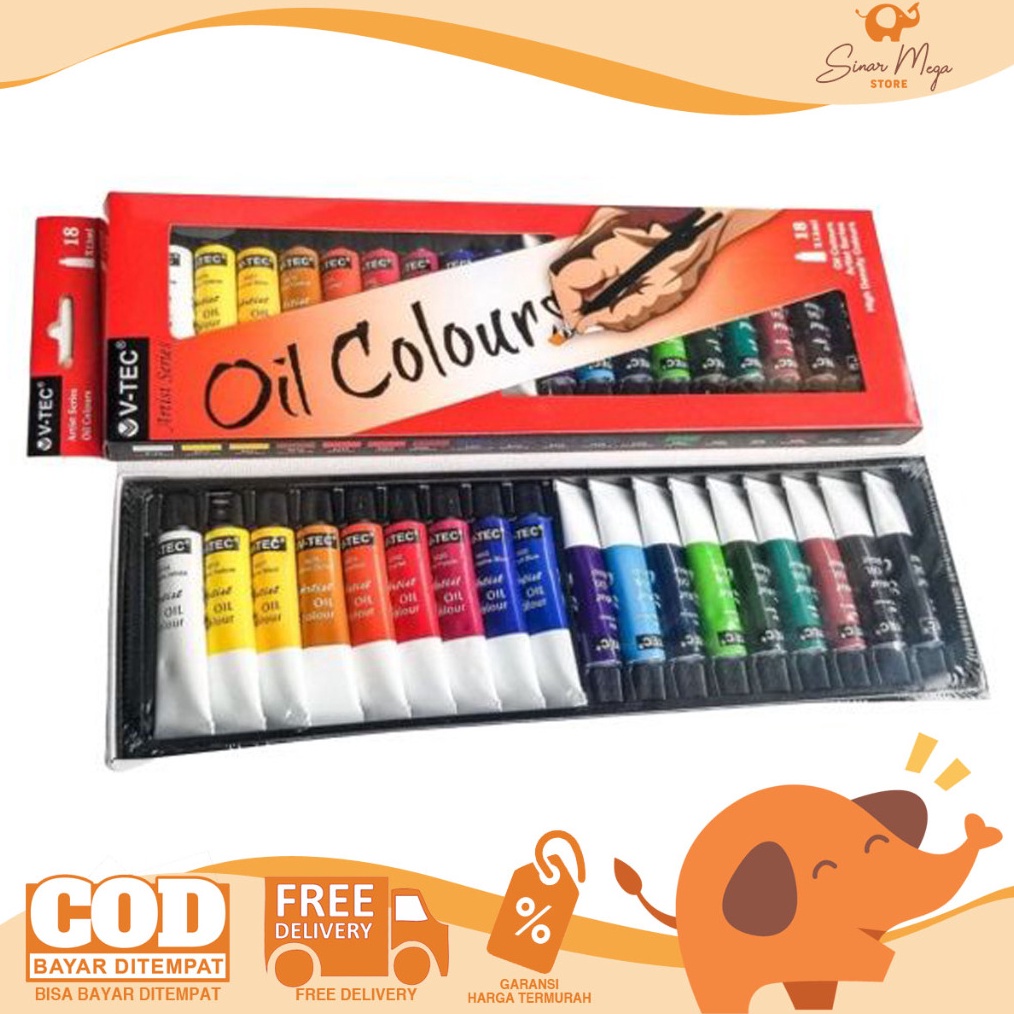 

KODE Y63J Vtec VTec Oil Colour VT1386O 12 ml 12 Colours Cat Akrilik 12 Warna