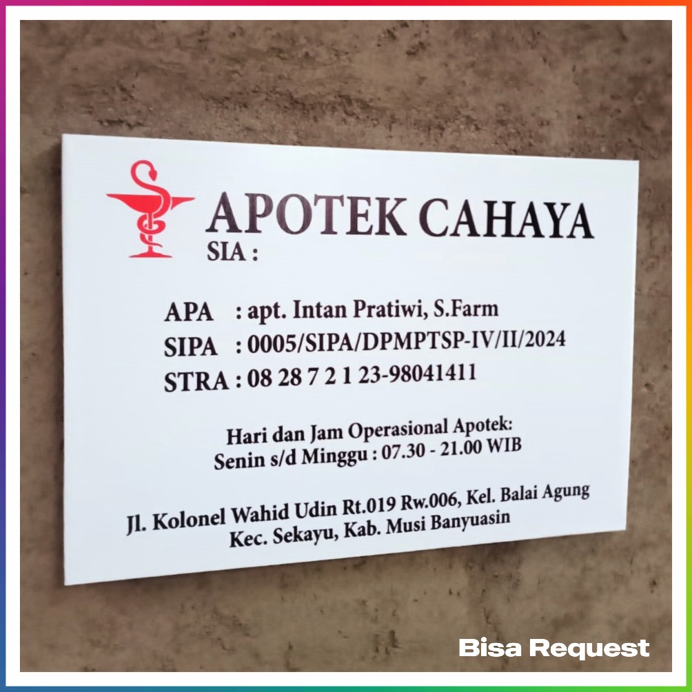 

KODE F48L Papan Nama Plang Apotek Apoteker 8 x 6 cm