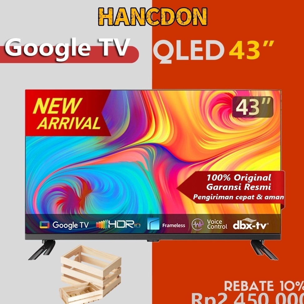 KODE A52B Smart TV 43 inch 4K Google Android TV Dolby Audio Google Play Netflix Youtube Wifi Bluetoo