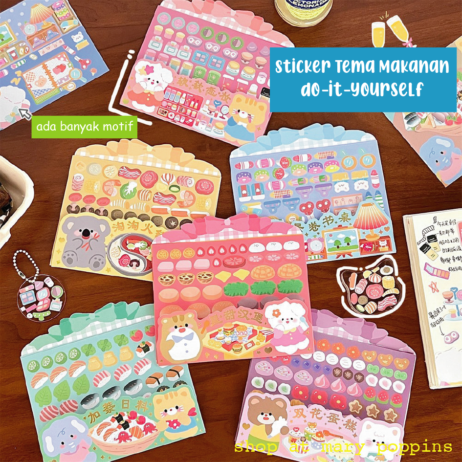 

Sticker Do-It-Yourself Landscape Food Theme Karakter Kartun Hewan Lucu Mainan Edukatif Activity for Kids