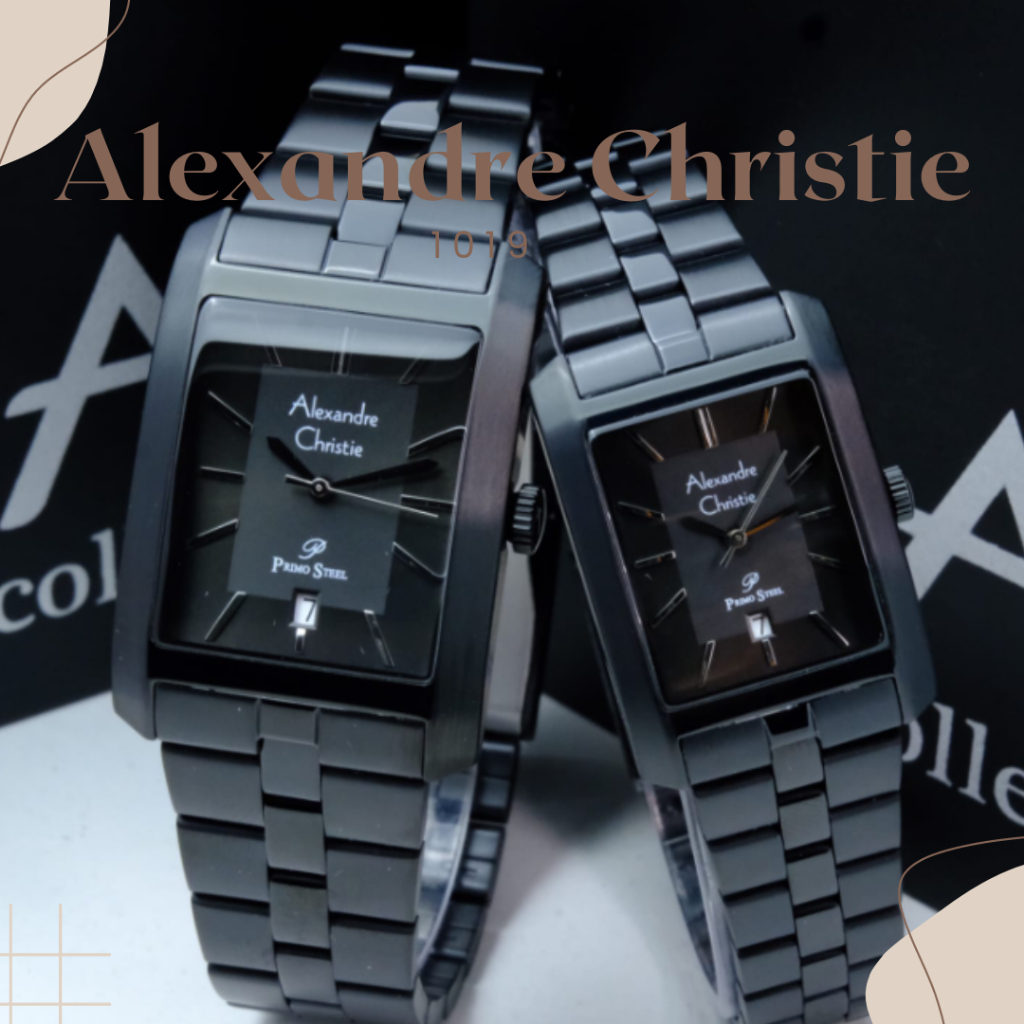 New Alexandre Christie ORIGINAL jam tangan couple AC1019 Alexander Cristie sepasang kotak hitam ori