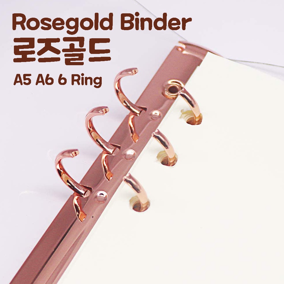 

KODE V28D A5 A6 ROSEGOLD Binder 6 Ring Holes Lubang Rose Gold Estetik Storage Photocard PC Kuliah Sekolah