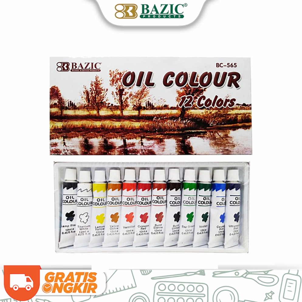 

KODE O72W Bazic Oil Colour 12 Colors Cat Minyak Isi 12 Warna