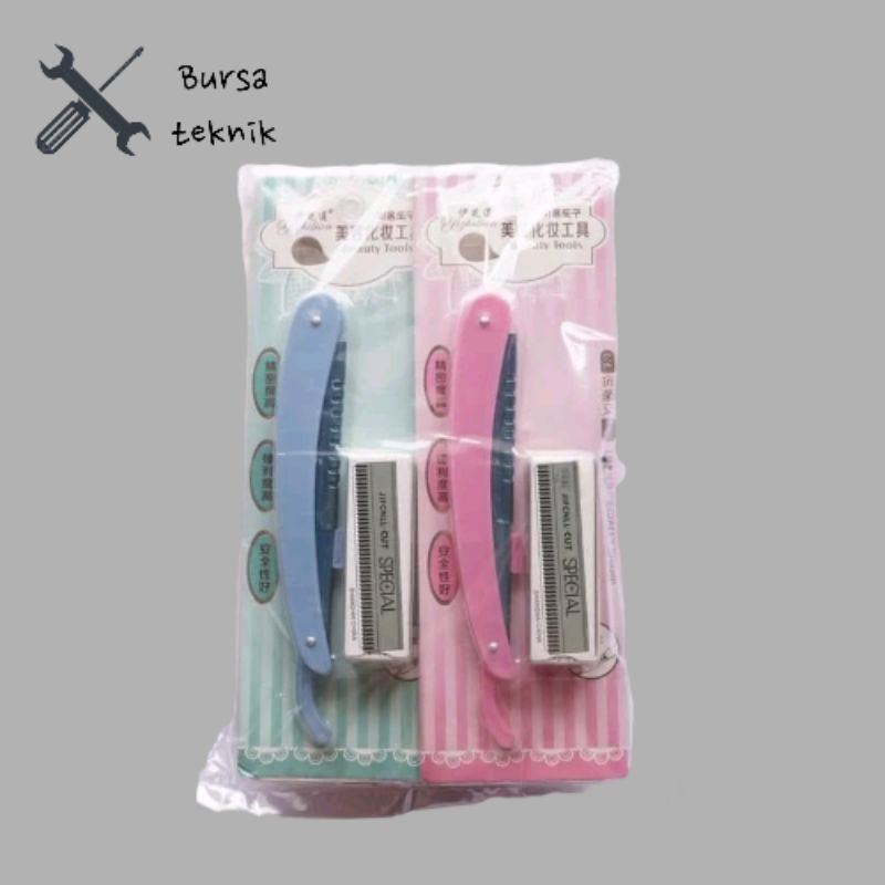 (COD) Pisau Cukur Lipat + Mata Pisau 10pcs murah tajam Termurah