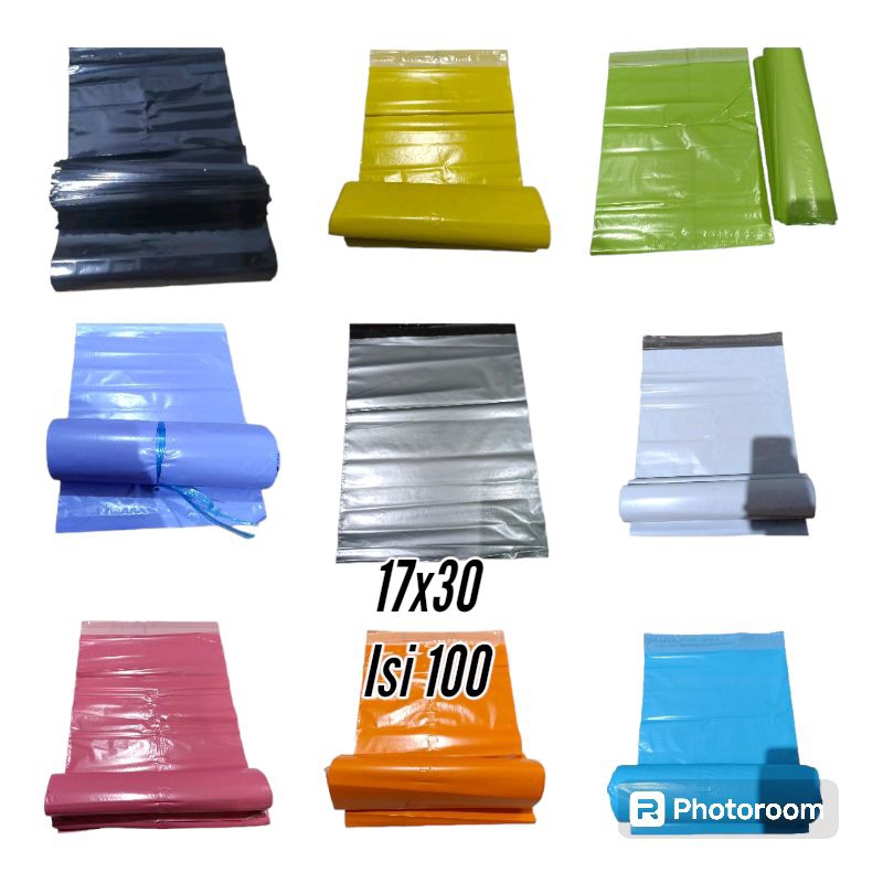 

plastik packing polymailer ekonomis 17x30 isi +-100 Harga super ekonomis/murah Hitam dan Warna