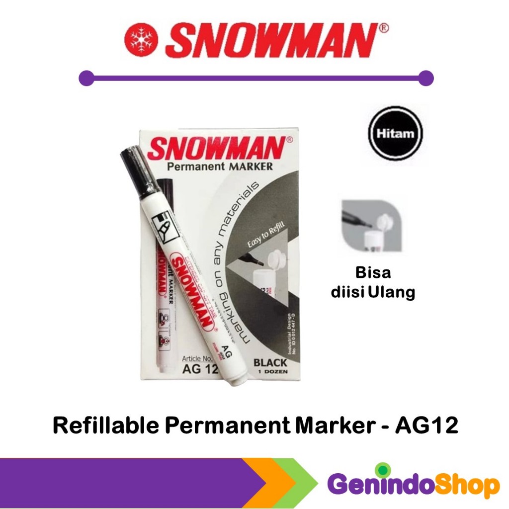 

Spidol Permanen Refillable (Bisa diisi ulang) Snowman AG12