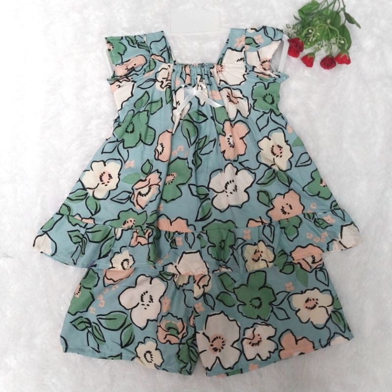 Baju Tidur SETELAN RAYON PREMIUM anak cewek babydoll anak perempuan murah cantik lucu harga grosir 1