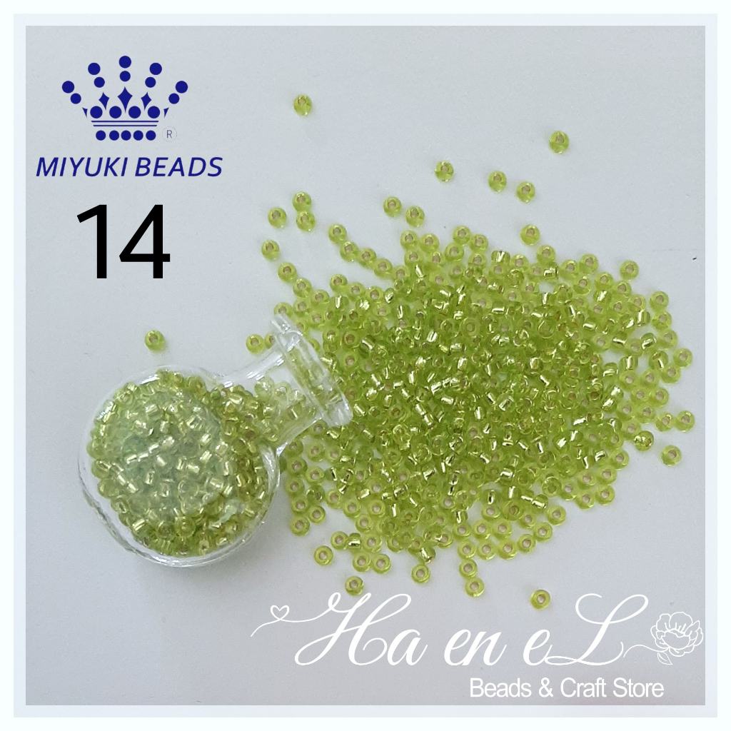 Payet Miyuki pasir seedbead (RR) ukuran 12/O(sp) & 11/O kode 14 (10gr) hijau /green