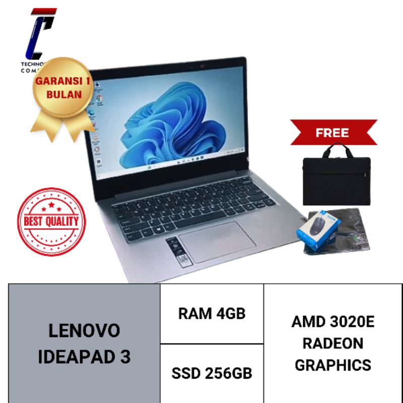 LENOVO IPAD 3|RAM 4|SSD 256 GB|AMD 3020E RADEON GRAPHICS|LAPTOP SECOND LENOVO IDEAPAD 3|PERFORMA HAN