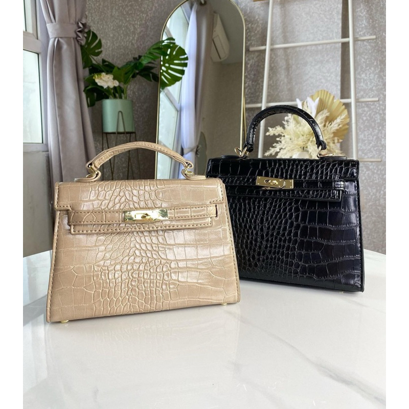 TAS WANITA / TAS SELEMPANG / CASUAL BAG / HANDLE BAG / GIFT SET / KIA-FB BIRKIN CROCO