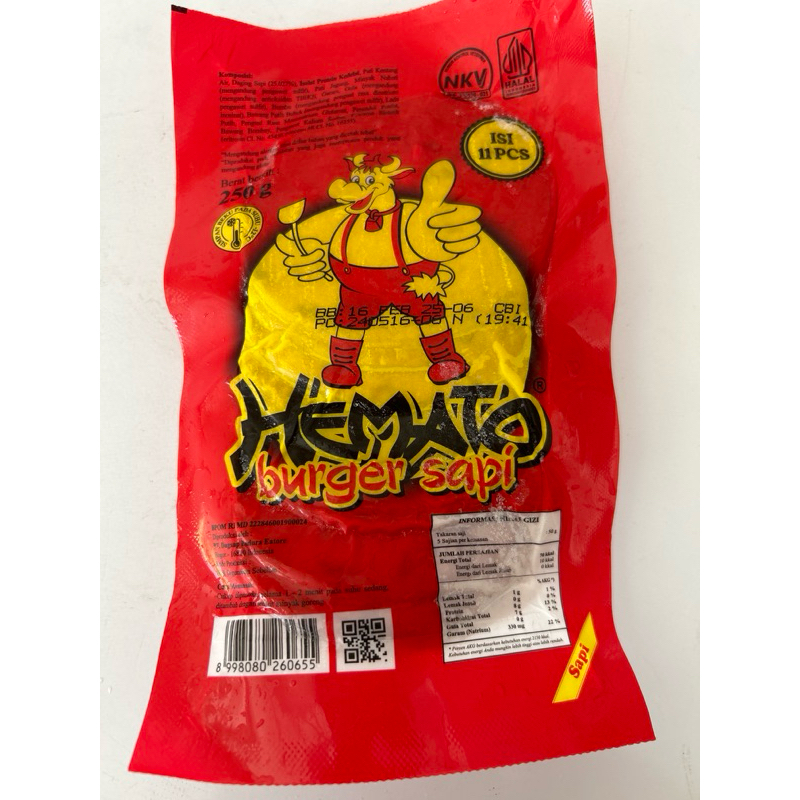 

HEMATO Burger Sapi Isi 10 250gr