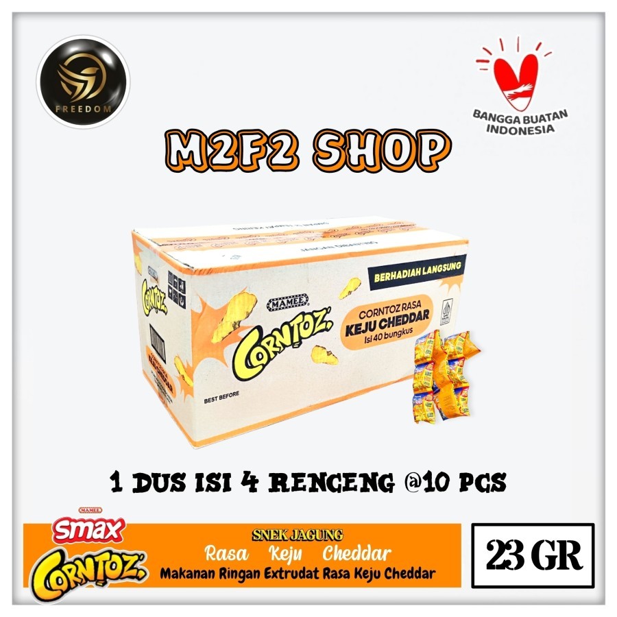 Mamee Snack Corntoz Camilan Rasa Keju Cheddar - 23 gr Kemasan Karton (Khusus Bluebird/Gosend/Grab)