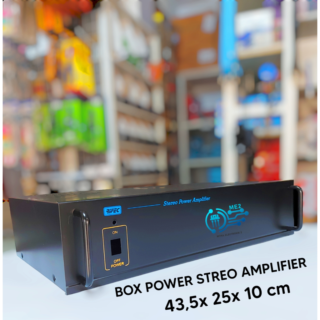Box Power Stereo Amplifier RIFEC besi Hitam POLOS 43,5x25x10 cm Tampa Lubang mp3 Sound system miniat