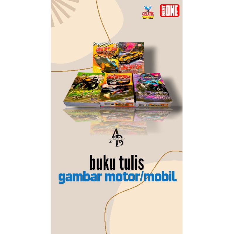 

Buku Tulis BEST ONE Gambar Motor/Mobil 38 Lembar 1 Pack isi 10 Buku