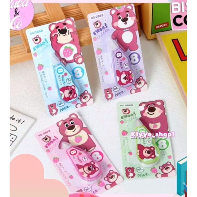 

CORRECTION TAPE LOTSO BERUANG PINK CORTAP CORTEP TIPE X ROLL TAPE LOTSO LUCU (1 PCS)