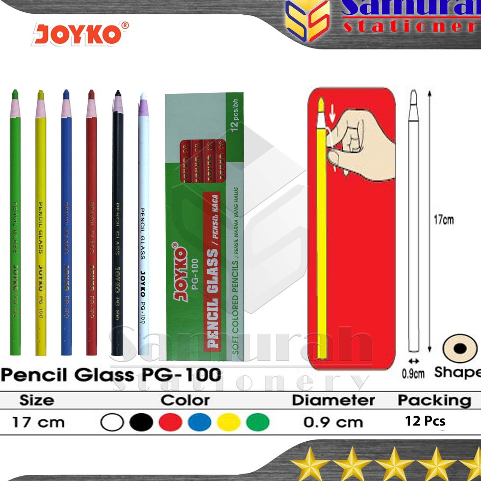 

Model Baru Pensil Kaca Warna Joyko PG1 Pencil Glass Dermatograph PG 1 Hitam Biru Tua Hitam Hijau Kuning Merah