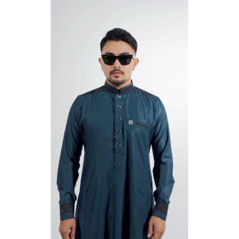 Jubah katun kancing import haromain gamis Koko pria busana muslim
