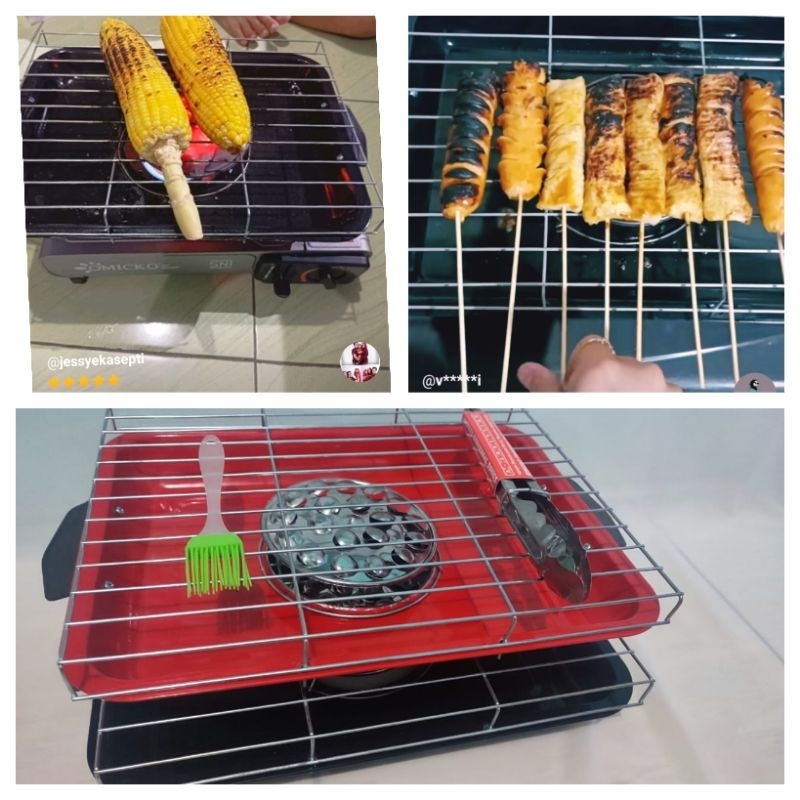 Roaster panggangan sosis gril/ panggangan kompor serbaguna/1 set panggangan sate/ayam/ikan jagung dl