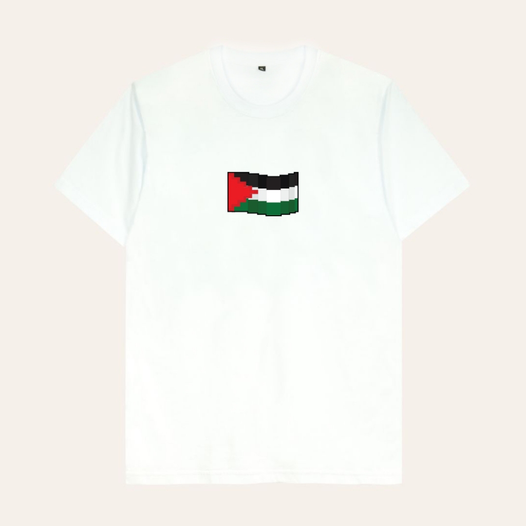 Bekim Kaos Palestina Pixel Putih | Kaos Dakwah