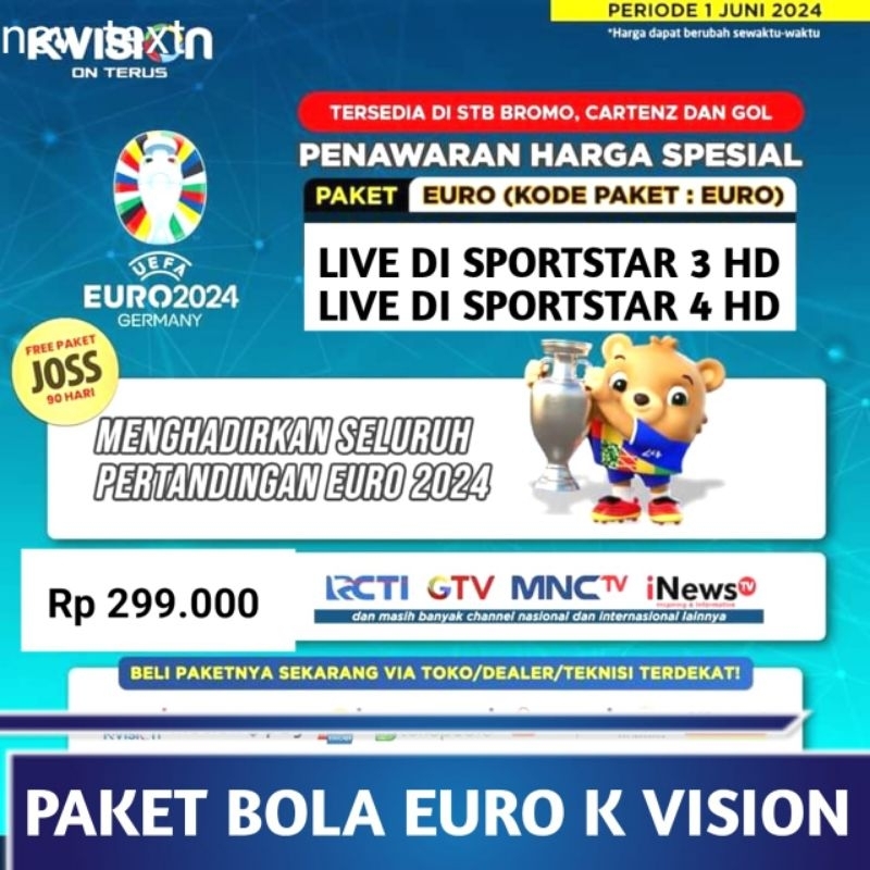 Paket EURO Kvision Full pertandingan 2024 Bonus Paket Joss