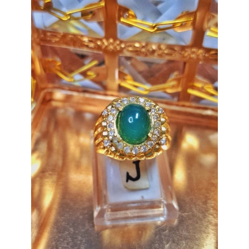 Batu Bacan Cincin Batu Bacan Hijau Gulao Crystal Ukuran Kecil
