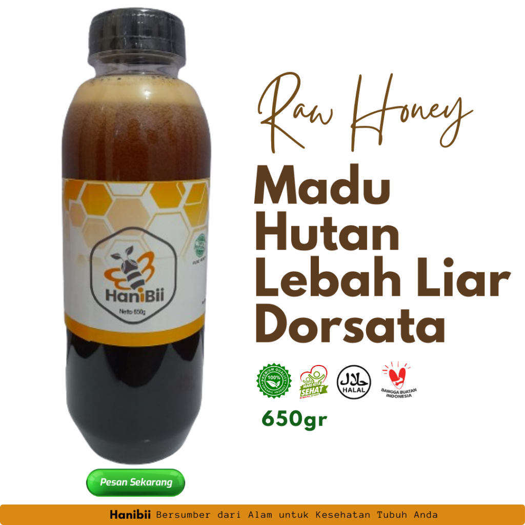 

Madu Murni Asli Hutan Gong Dorsata Netto 650 G HaniBii Maduku Lulus Uji Lab