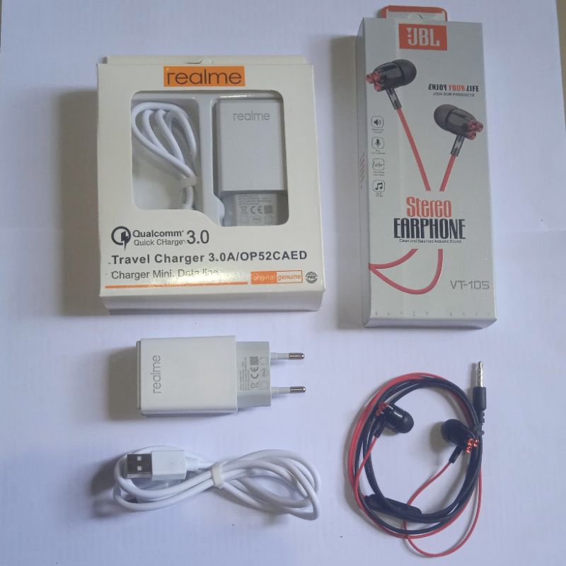 CARGER + HENSED JB_L V105 audio jack 3,5mm caz realmie C11 C12 C15 C3 5 5i 5s carger realme 1set 1pa