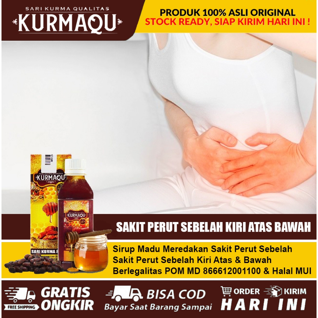 KURMAQU Sirup Madu Herbal Untuk Sakit Perut, Sakit Perut Sebalah Kiri Atas dan Bawah  Obat Sakit Per