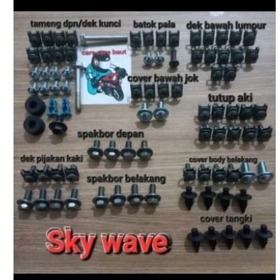 Baut fullset body sky wave - baut lengkap body sky wave