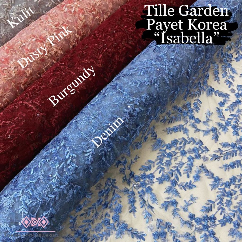 Kain Tille Brokat Korea Full Payet TEBAL Motif ISABELLA NEW 2024 Bordir Full Super Premium Mewah